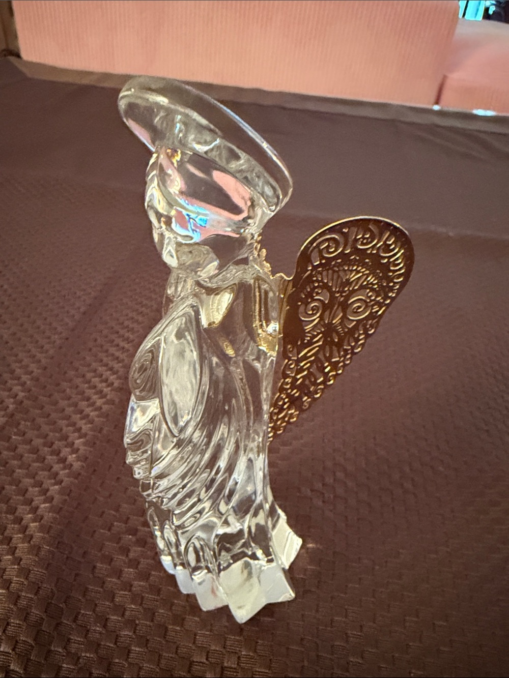 Gorham Crystal Angel with Gold Filigree Wings -